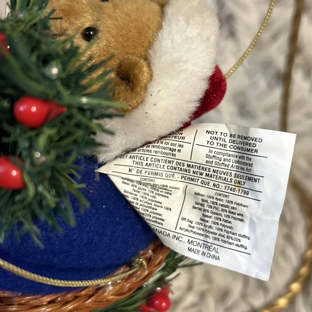 Avon Fiber Optic Hot Air Balloon Bear Santa‎ Ornament Christmas Decor Vintage